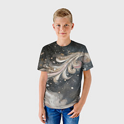 Футболка детская Бежевый объемный узор, цвет: 3D-принт — фото 2