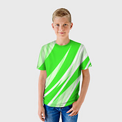 Футболка детская Яблочный зелёный абстракция с полосами, цвет: 3D-принт — фото 2