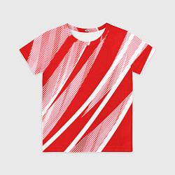 Футболка детская Красно-белый абстракция с полосами, цвет: 3D-принт