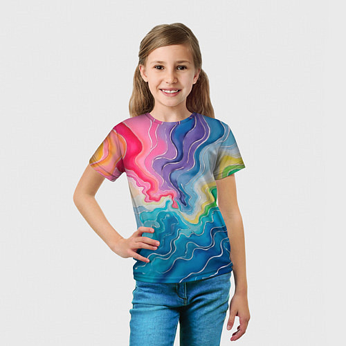 Детская футболка Абстрактные волны в мраморном стиле / 3D-принт – фото 5