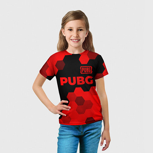 Детская футболка PUBG - red gradient посередине / 3D-принт – фото 5