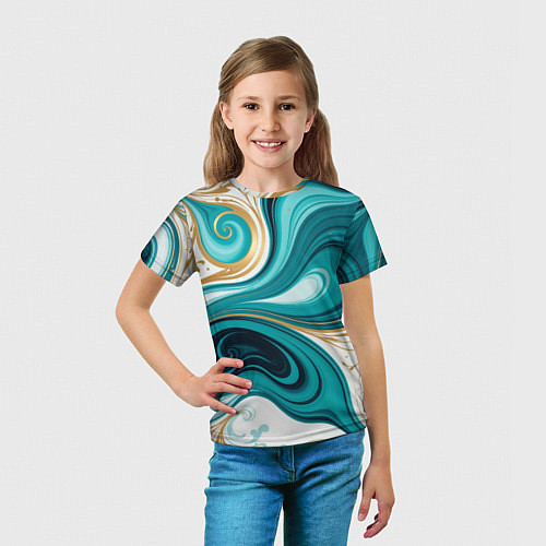 Детская футболка Бирюза и золото / 3D-принт – фото 5