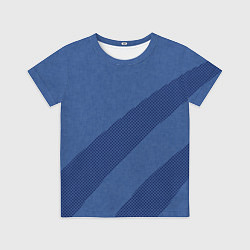Футболка детская Синий текстурный с полосой, цвет: 3D-принт