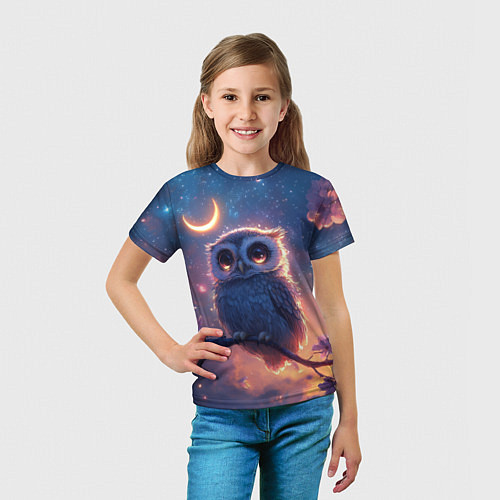 Детская футболка Совушка и полумесяц / 3D-принт – фото 5