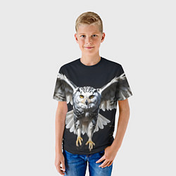 Футболка детская Белая сова на темном фоне, цвет: 3D-принт — фото 2