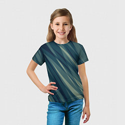 Футболка детская Зеленовато-синий полосы, цвет: 3D-принт — фото 2