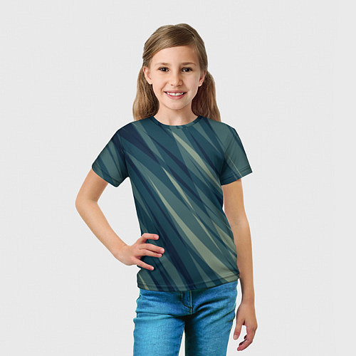 Детская футболка Зеленовато-синий полосы / 3D-принт – фото 5