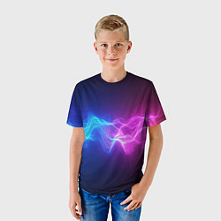 Футболка детская Звуковая волна неоновый узор, цвет: 3D-принт — фото 2
