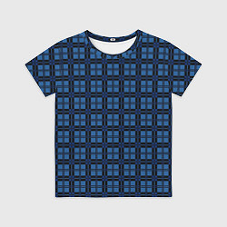 Футболка детская Синий простой клетчатый, цвет: 3D-принт