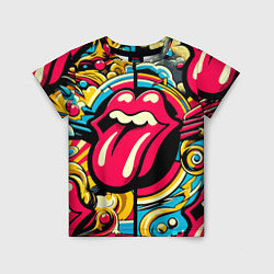 Футболка детская Rolling Stones logo - pop art pattern, цвет: 3D-принт