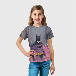 Футболка детская Бэтмен с розовым плащом, цвет: 3D-принт — фото 2