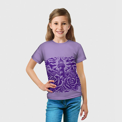 Детская футболка Маяк с розами и корабли / 3D-принт – фото 5