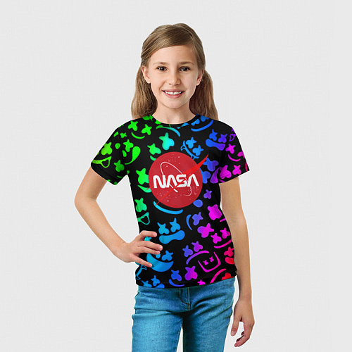 Детская футболка Marshmello x NASA gradient / 3D-принт – фото 5