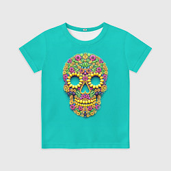 Футболка детская Цветочный череп, цвет: 3D-принт