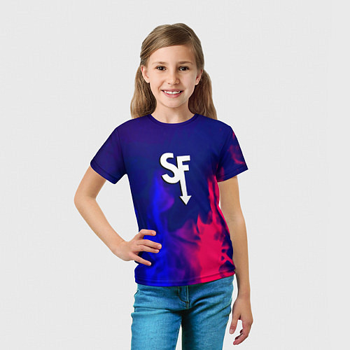 Детская футболка Sally face neon flame / 3D-принт – фото 5