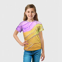 Футболка детская Фиолетово-золотая текстура с блестяшками, цвет: 3D-принт — фото 2
