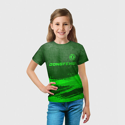 Детская футболка Dongfeng - green gradient посередине / 3D-принт – фото 5