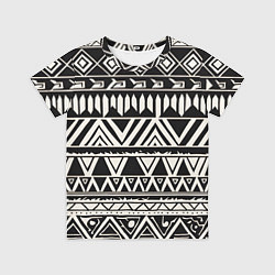 Футболка детская Черно белый орнамент в этническом стиле, цвет: 3D-принт