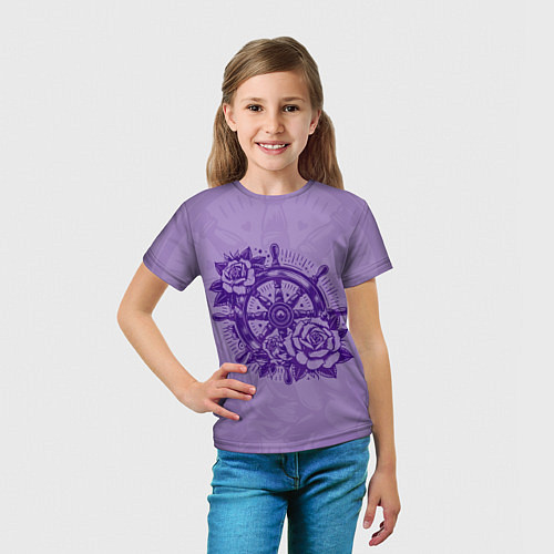 Детская футболка Штурвал в розах / 3D-принт – фото 5