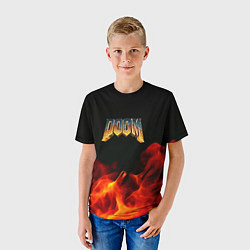 Футболка детская Doom огненная текстура, цвет: 3D-принт — фото 2