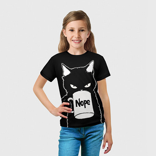 Детская футболка Angry black cat nope / 3D-принт – фото 5