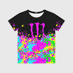 Футболка детская Monster energy краски неоновые, цвет: 3D-принт