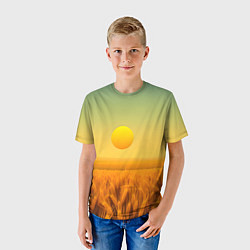 Футболка детская Закат над пшеничным полем, цвет: 3D-принт — фото 2
