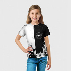 Футболка детская Nasa черно белый огонь, цвет: 3D-принт — фото 2
