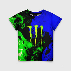Футболка детская Monster energy кислотный огонь, цвет: 3D-принт
