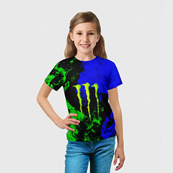Футболка детская Monster energy кислотный огонь, цвет: 3D-принт — фото 2