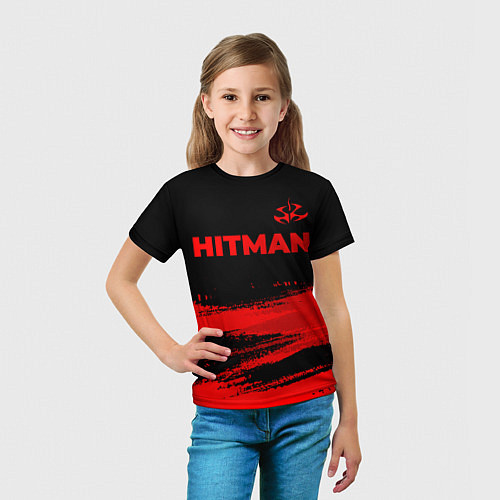 Детская футболка Hitman - red gradient посередине / 3D-принт – фото 5
