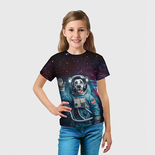 Детская футболка Далматинец бравый космонавт - нейроарт / 3D-принт – фото 5