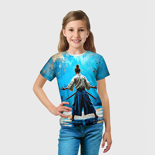 Детская футболка Боец айкидо на синем / 3D-принт – фото 5