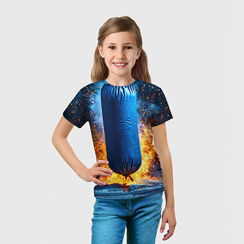 Детская футболка Синяя боксерская груша в огне / 3D-принт – фото 5
