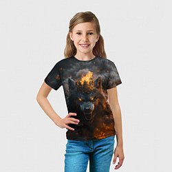 Футболка детская Волк в огне, цвет: 3D-принт — фото 2