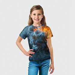 Футболка детская Волк в короне в огне, цвет: 3D-принт — фото 2