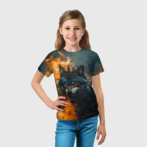 Детская футболка Злой волк в огне / 3D-принт – фото 5