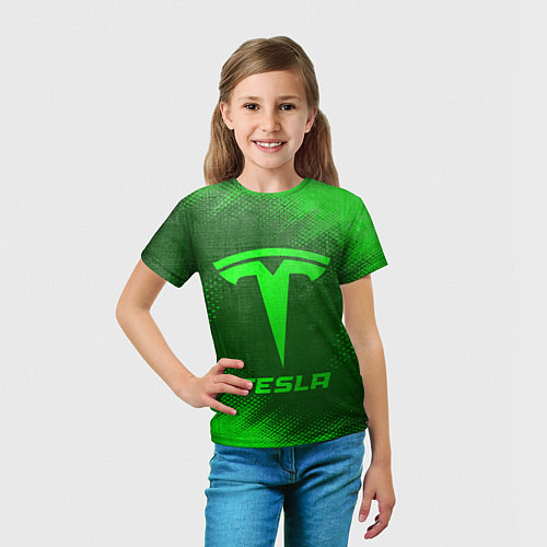 Детская футболка Tesla - green gradient / 3D-принт – фото 5
