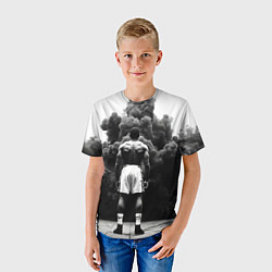 Футболка детская Мухаммед Али в черном дыму, цвет: 3D-принт — фото 2
