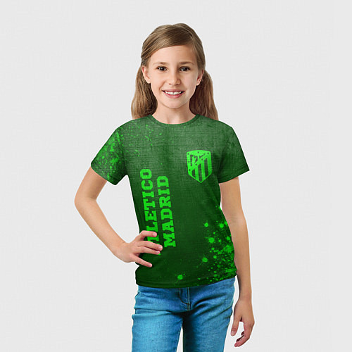 Детская футболка Atletico Madrid - green gradient вертикально / 3D-принт – фото 5