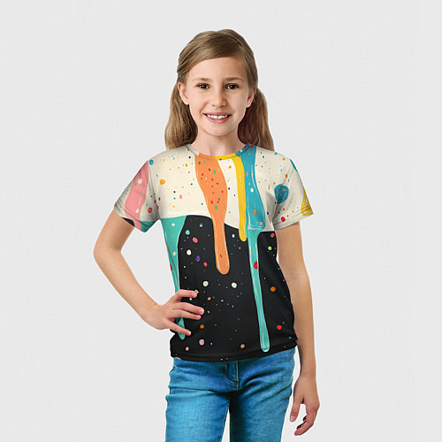 Детская футболка Разноцветные капли текстура / 3D-принт – фото 5