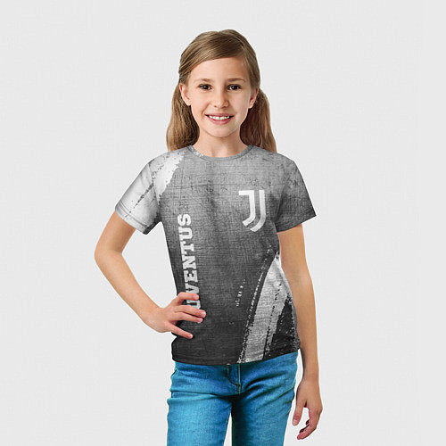 Детская футболка Juventus - grey gradient вертикально / 3D-принт – фото 5