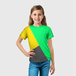 Футболка детская Жёлто-серо-зелёный трёхцветный, цвет: 3D-принт — фото 2