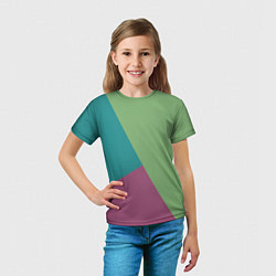 Футболка детская Сине-зелёно-розовый тёмный трёхцветный, цвет: 3D-принт — фото 2