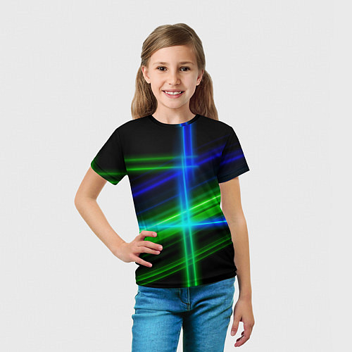 Детская футболка Color blue black green / 3D-принт – фото 5