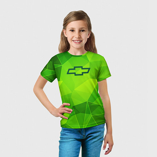 Детская футболка Chevrolet green poly / 3D-принт – фото 5