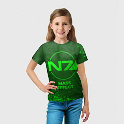 Футболка детская Mass Effect - green gradient, цвет: 3D-принт — фото 2