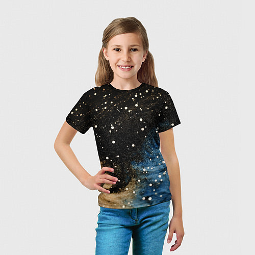 Детская футболка Черно-синий фон текстура / 3D-принт – фото 5