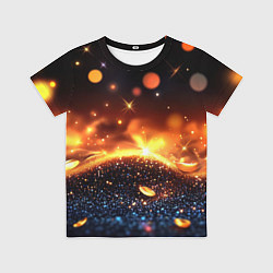 Футболка детская Оранжевое боке на черном, цвет: 3D-принт