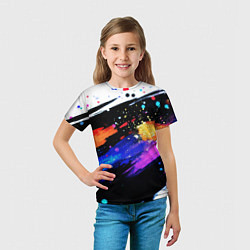 Футболка детская Разноцветные блестящие кляксы - текстура, цвет: 3D-принт — фото 2